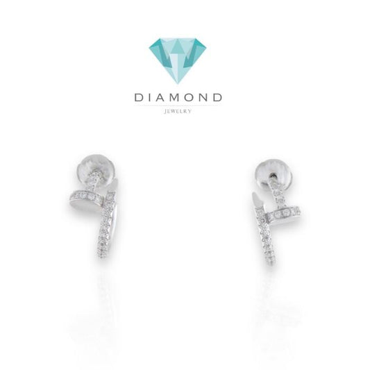 Pave diamond earring juste 18k white gold -Diamond Jewelry