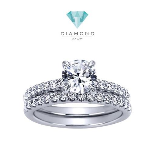 Diamond solitaire Ring /Duo Ring diamond 18k gold -Diamond Jewelry-PAVE/DUO-SOLITAIRE