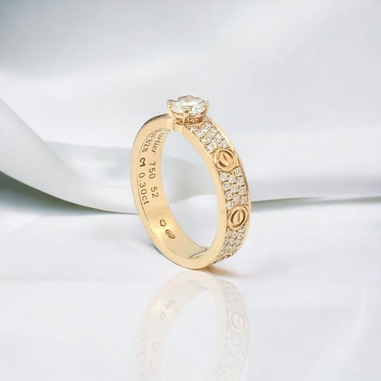 Solitaire love diamond ring 18k crt-Diamond Jewelry