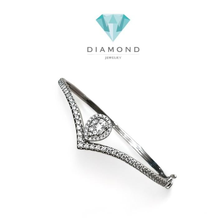 Diamond Clara tear drop bangle 18k-Diamond jewelry