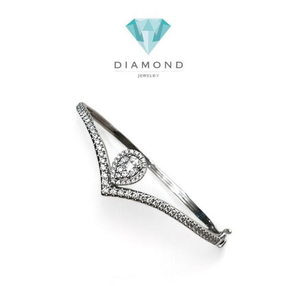 Diamond Clara tear drop bangle 18k-Diamond jewelry