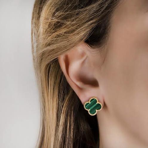 Malachite Clover Green Vintage 18K Gold Diamond Jewelry/Necklace/vintgae Earring/Sweet Earring/Bracelet -387KBD300LS/352ABD829RY/394ABD2500LS/454GBD4000LS-HT