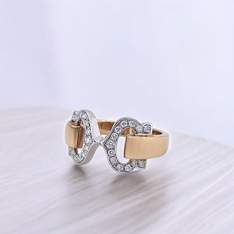 Diamond Ring Double C 18K Rose Gold Diamond Jewelry-25CBM710LSWP-HT