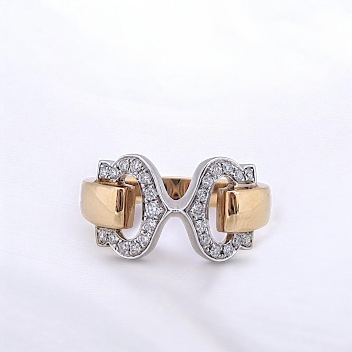 Diamond Ring Double C 18K Rose Gold Diamond Jewelry-25CBM710LSWP-HT