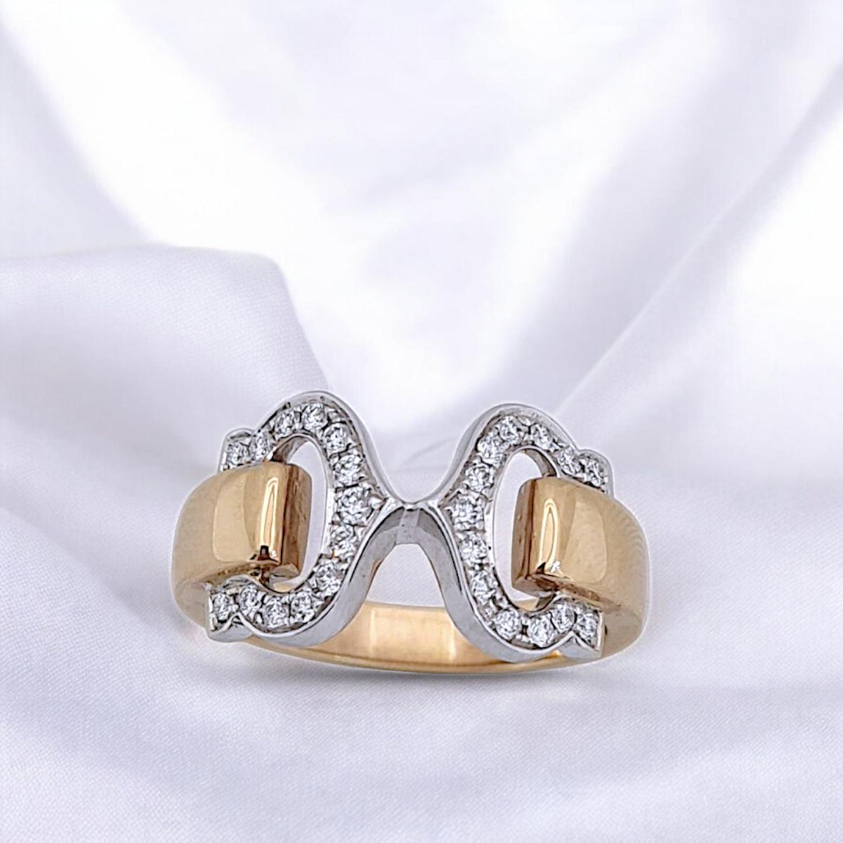 Diamond Ring Double C 18K Rose Gold Diamond Jewelry-25CBM710LSWP-HT