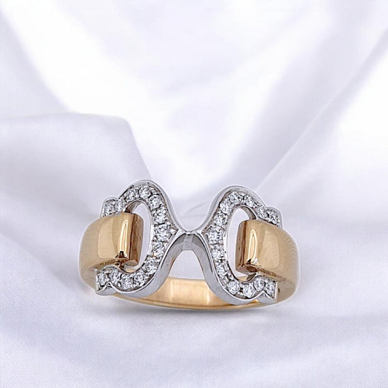 Diamond Ring Double C 18K Rose Gold Diamond Jewelry-25CBM710LSWP-HT