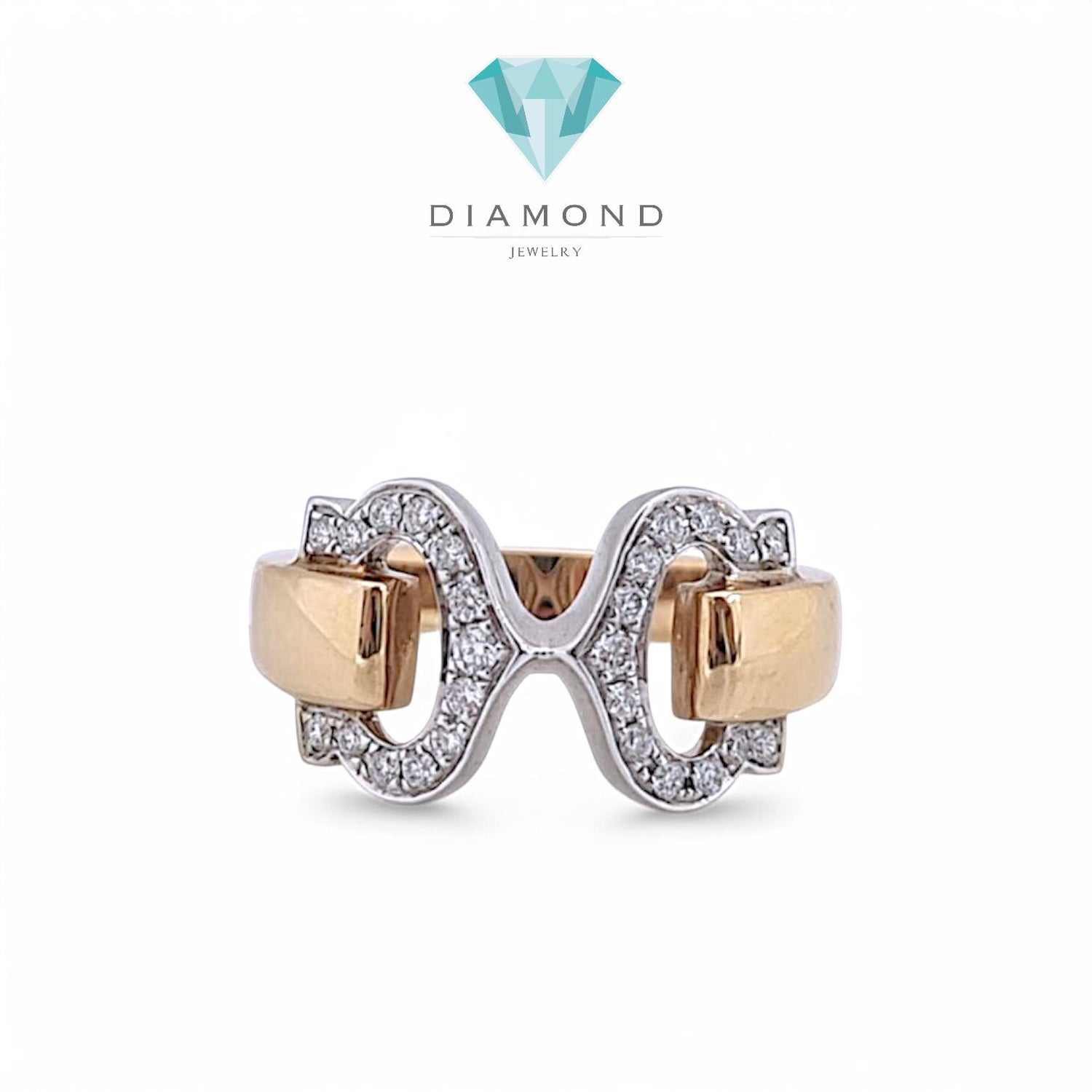 Diamond Ring Double C 18K Rose Gold Diamond Jewelry-25CBM710LSWP-HT