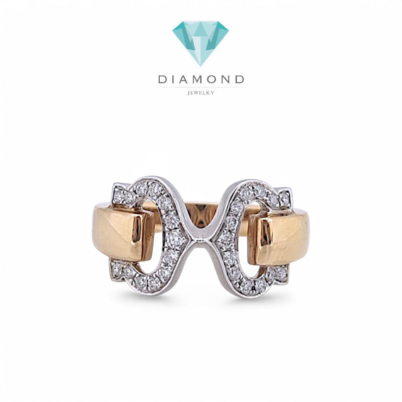 Diamond Ring Double C 18K Rose Gold Diamond Jewelry-25CBM710LSWP-HT