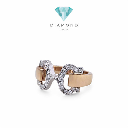 Diamond Ring Double C 18K Rose Gold Diamond Jewelry-25CBM710LSWP-HT