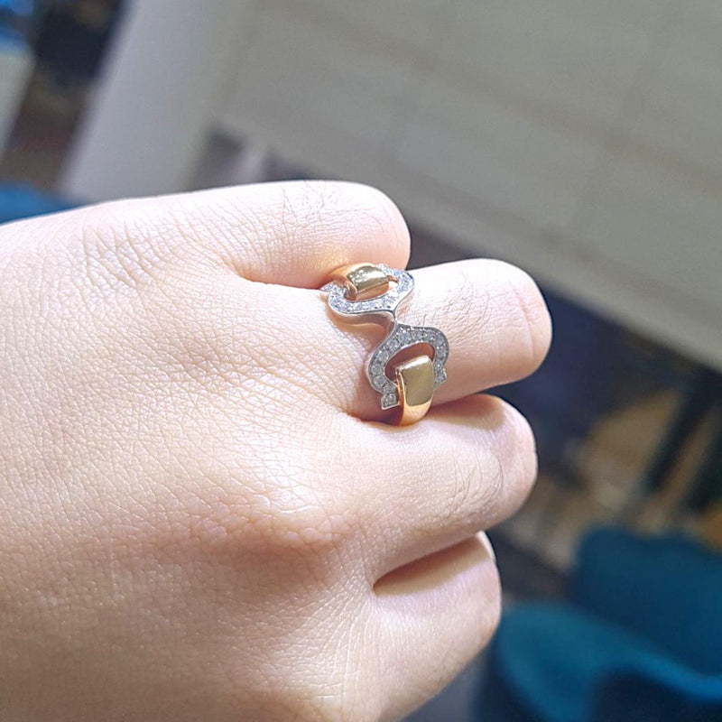 Diamond Ring Double C 18K Rose Gold Diamond Jewelry-25CBM710LSWP-HT