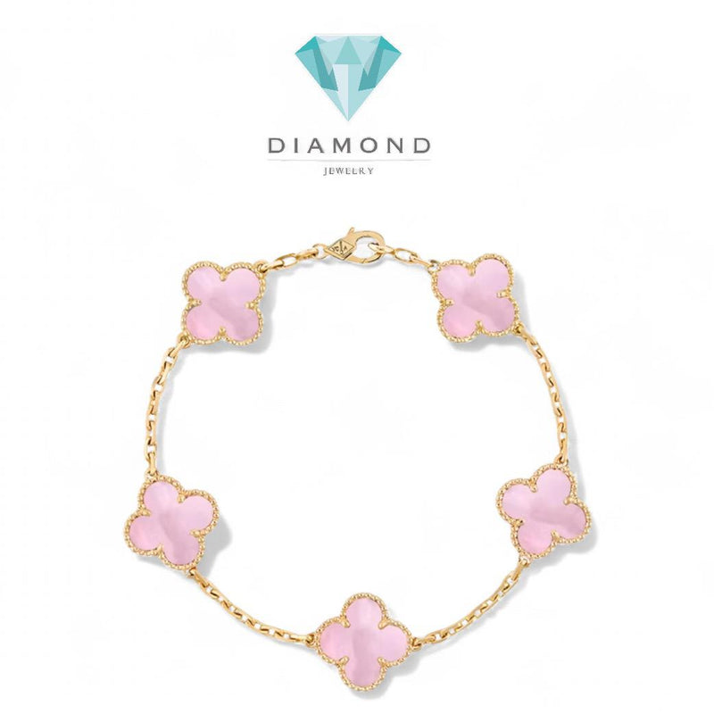 Mop Clover Alhambra Pink Pearl Bracelet 18K Gold-Diamond Jewelry-77GBD69000ABLS-HT