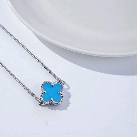 Turqoise Blue Sweet Clover 18K Bracelet/Earring/Necklace-Diamond Jewelry-91ABD32000AB-147GBD23100AB-97KBD29800AB-HT
