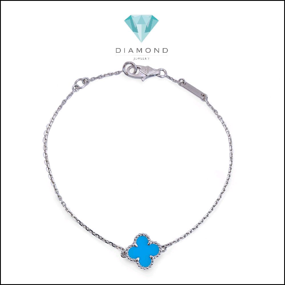 Turqoise Blue Sweet Clover 18K Bracelet/Earring/Necklace-Diamond Jewelry-91ABD32000AB-147GBD23100AB-97KBD29800AB-HT