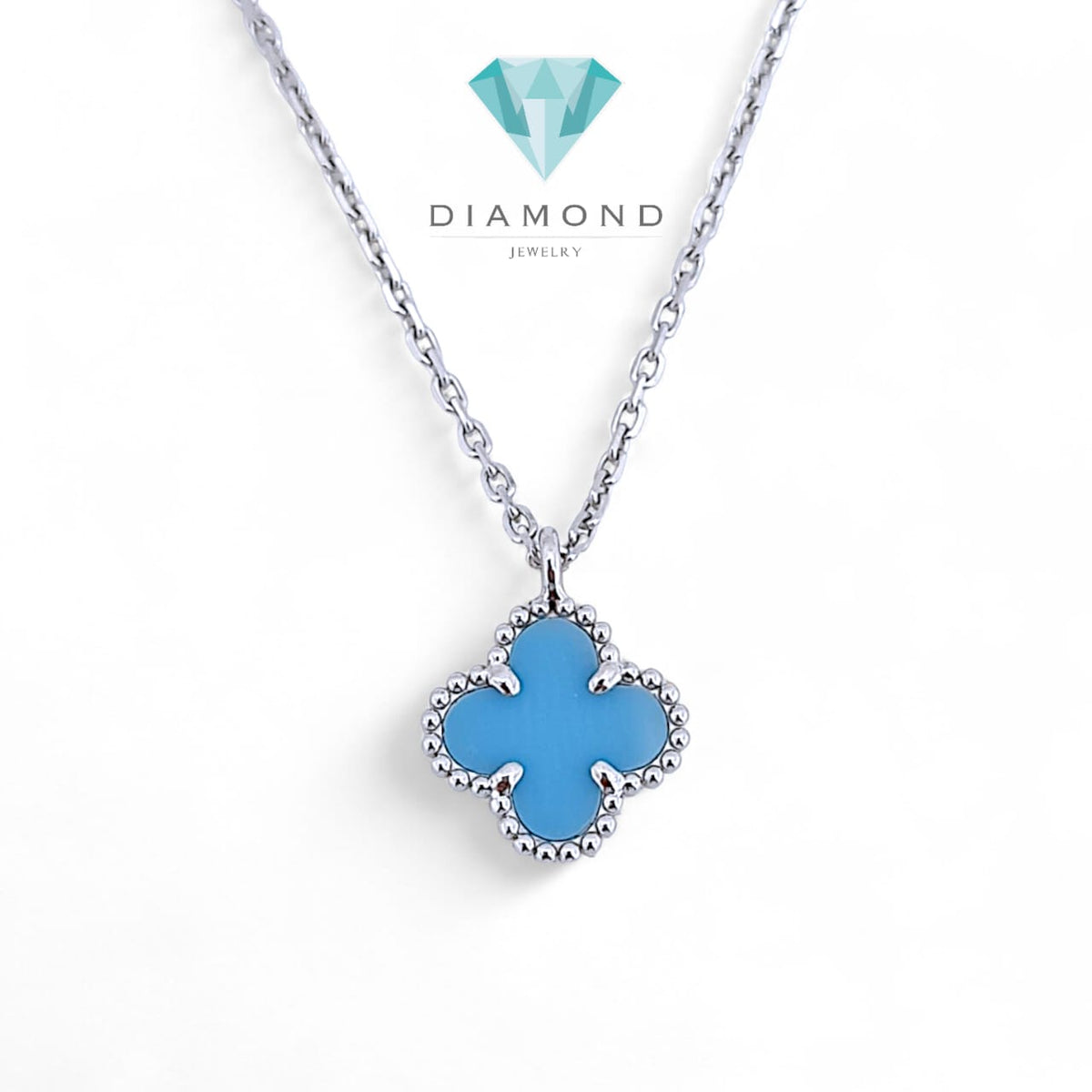Turqoise Blue Sweet Clover 18K Bracelet/Earring/Necklace-Diamond Jewelry-91ABD32000AB-147GBD23100AB-97KBD29800AB-HT