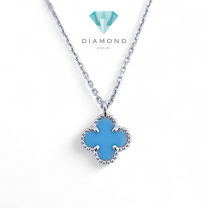 Turqoise Blue Sweet Clover 18K Bracelet/Earring/Necklace-Diamond Jewelry-91ABD32000AB-147GBD23100AB-97KBD29800AB-HT