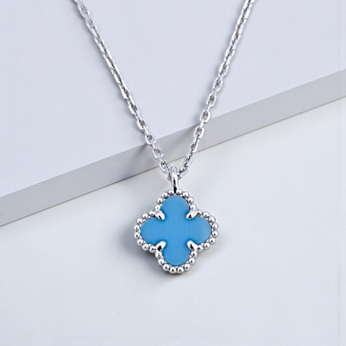 Turqoise Blue Sweet Clover 18K Bracelet/Earring/Necklace-Diamond Jewelry-91ABD32000AB-147GBD23100AB-97KBD29800AB-HT
