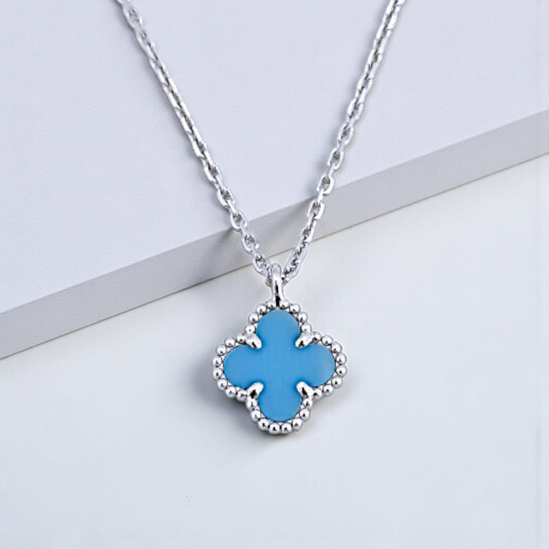 Turqoise Blue Sweet Clover 18K Bracelet/Earring/Necklace-Diamond Jewelry-91ABD32000AB-147GBD23100AB-97KBD29800AB-HT
