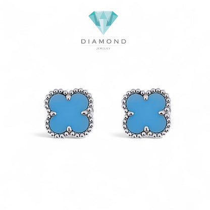 Turqoise Blue Sweet Clover 18K Bracelet/Earring/Necklace-Diamond Jewelry-91ABD32000AB-147GBD23100AB-97KBD29800AB-HT