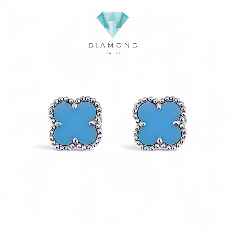 Turqoise Blue Sweet Clover 18K Bracelet/Earring/Necklace-Diamond Jewelry-91ABD32000AB-147GBD23100AB-97KBD29800AB-HT
