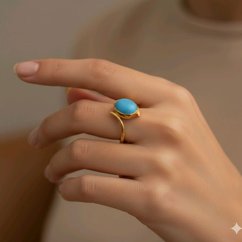 Cincin Emas Turqoise 23K/Gold Ring Diamond Jewelry-73CMSWP4-HT