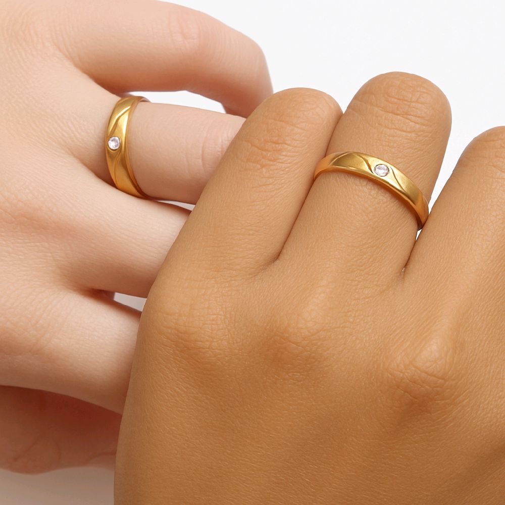 Cincin Kawin Rose Gold 1 Mata 18K/Wedding Ring 18K-Diamond Jewelry 39CBNKH3914WPLS/40CBNKH2850WPLS-HT