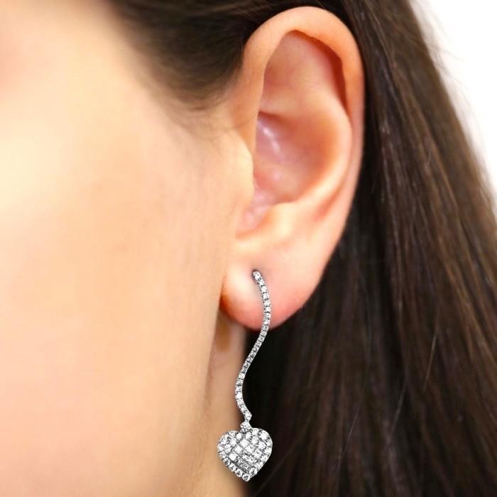 Heart Diamond Earring 18k white gold-Diamond Jewelry