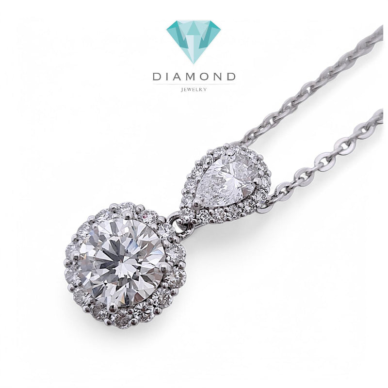 Liontin Tear Roud Double Lab Grown Diamond Pendant 18K / Elsy Diamond Jewelry - 2LBL7900PF - HT