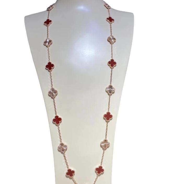 Vc necklace clover long mop/charnelianlobg  20 clover 18K gold Diamond Jewelry