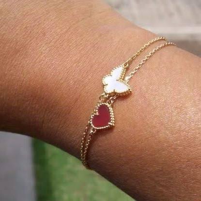 Sweet Alhambra Heart Charnelian 18K Gold-Diamond Jewelry-385KBD273RY/156BGSM155RY-HT