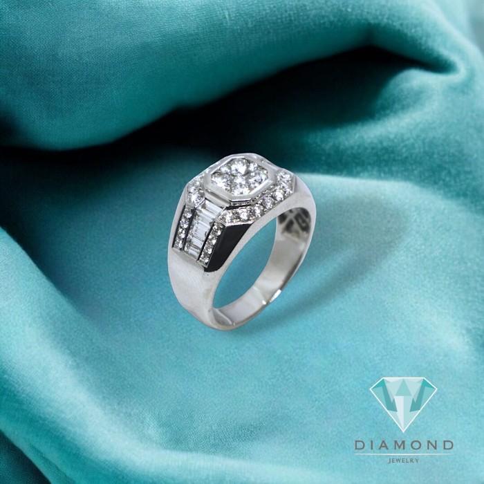 Cushion Diamond  Men's Ring 18k-Diamond Jewelry