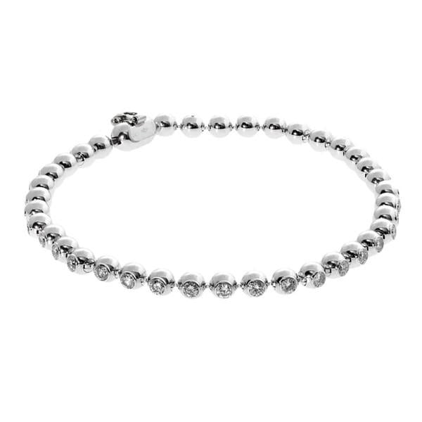 Tennis beads diamond perlee bracelet 18k -Diamond Jewelry