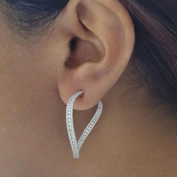 Diamond Earring Hoop  Big Gypsy 18 K white gold Diamond Jewelry