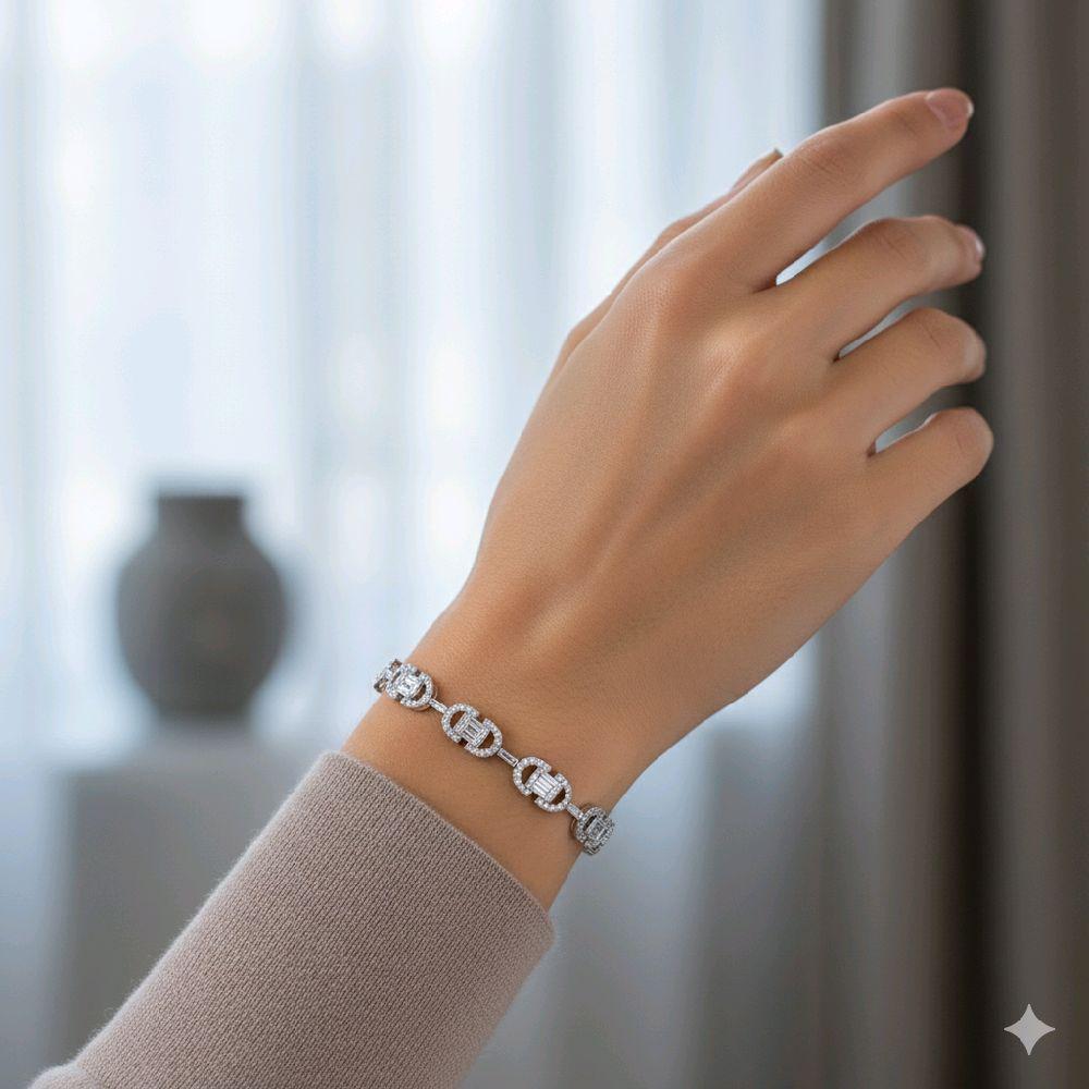 Tennis Double D Diamond Bracelet 18K / Gelang Berlian Tennis Double D 18K / Diamond Jewelry 399GB23100VIONLS-HT