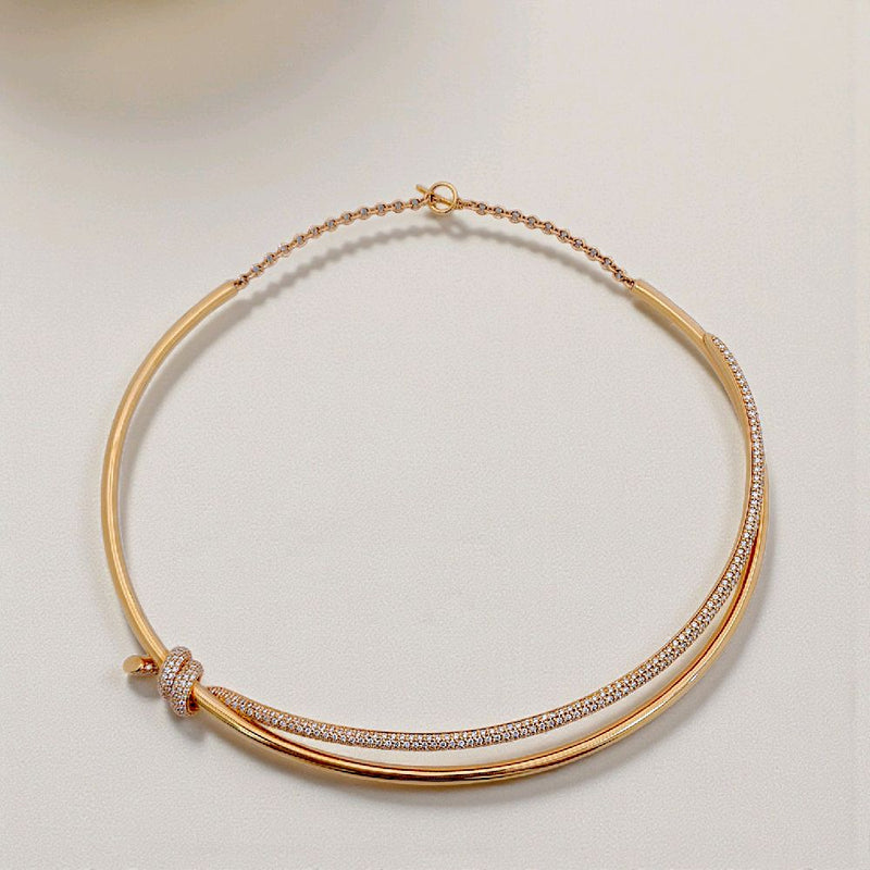 Knot Double Row Diamond Necklace 18K / Kalung Berlian Knot Double Row 18K / Diamond Jewelry 415KBD100000RY-HT