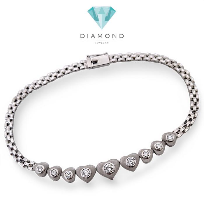 Diamond Hearts bracelet 18k white gold-Diamond Jewelry