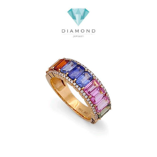 Rainbow Diamond Ring 18K / Cincin Berlian Pelangi 18K / Diamond Jewelry 100BC88000AB-HT