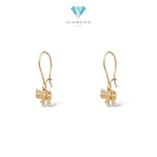 Kids Gold Ribbon Earring 16K / Anting Emas Anak Pita 16K / Diamond Jewelry / 434AMS141LS