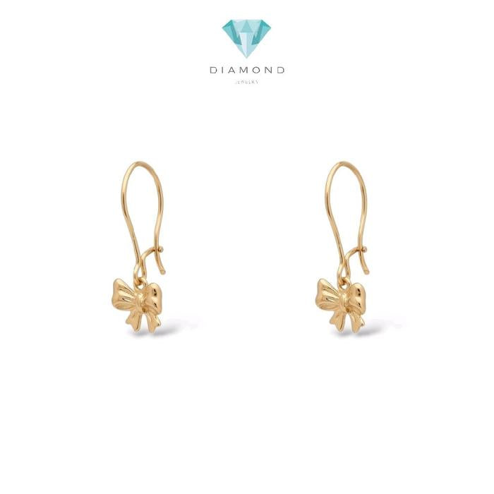Kids Gold Ribbon Earring 16K / Anting Emas Anak Pita 16K / Diamond Jewelry / 434AMS141LS