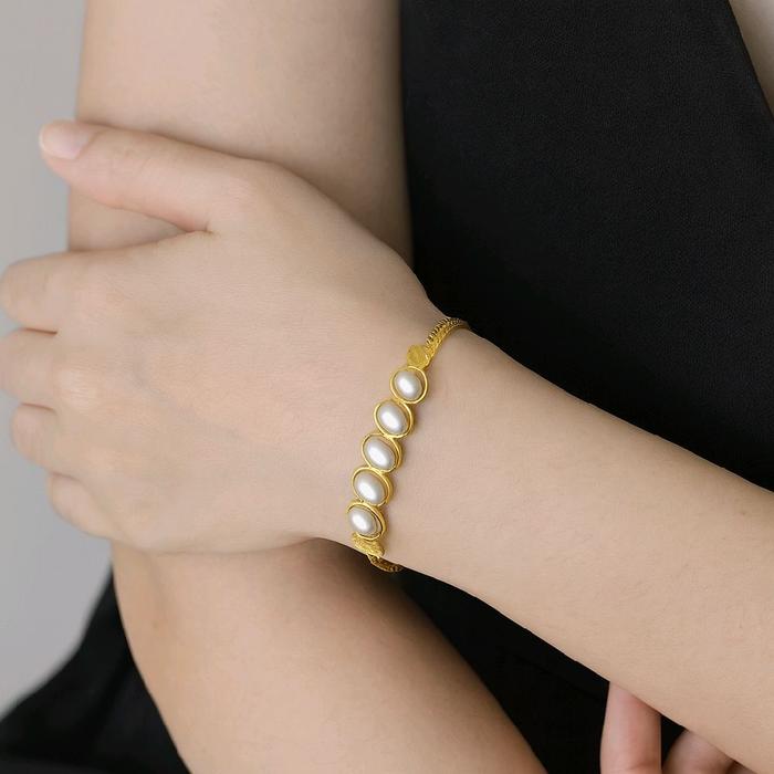 Pearl Gold Bracelet 23K / Gelang Emas Mutiara 23K / Diamond Jewelry 71GMS12WP-HT