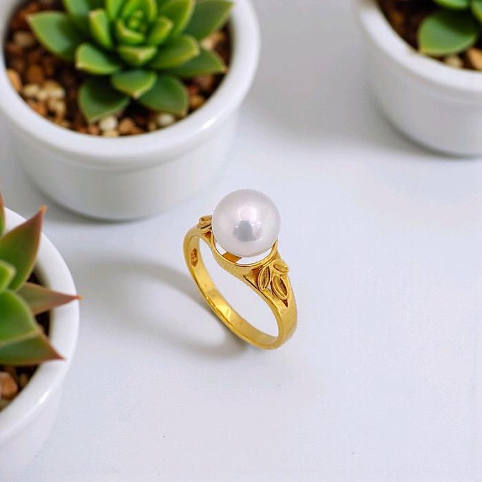 Pearl Gold Ring 23K / Cincin Emas Mutiara 23K / Diamond Jewelry 123CMSWP4-HT