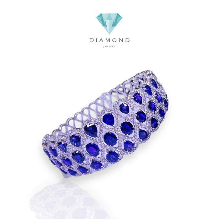 Sapphire Blue Royal Diamond Bangle-Diamond Jewelry