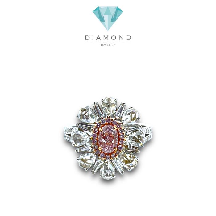 Flower Pink Oval Diamond Ring