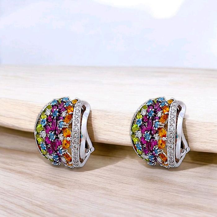 Flower Diamond Stud Earring 18K / Diamond Jewelry 4BAKV34660WP