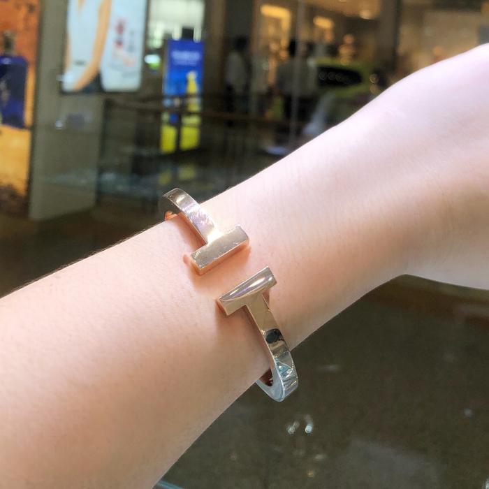 Double T Bangle 18K-Diamond Jewelry-1GBD2883RB-(4500HT)