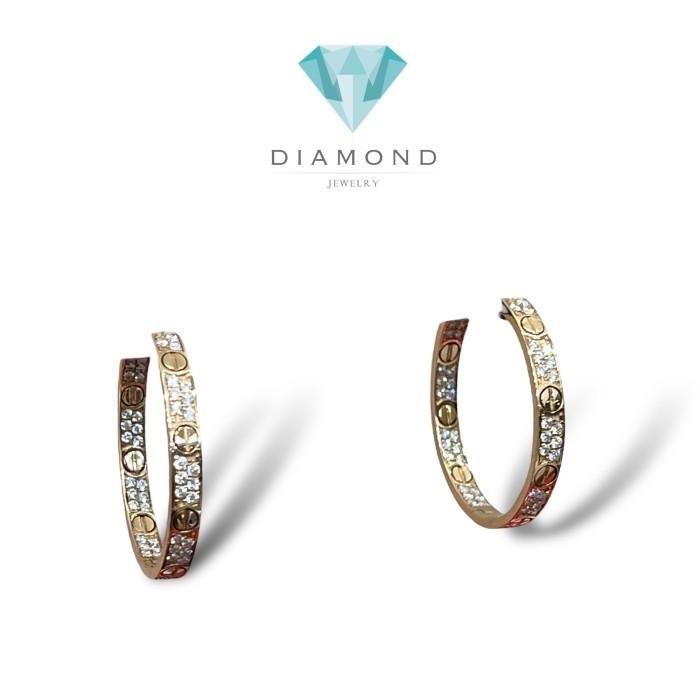 Love pave diamond earring 18k crt-Diamond Jewelry