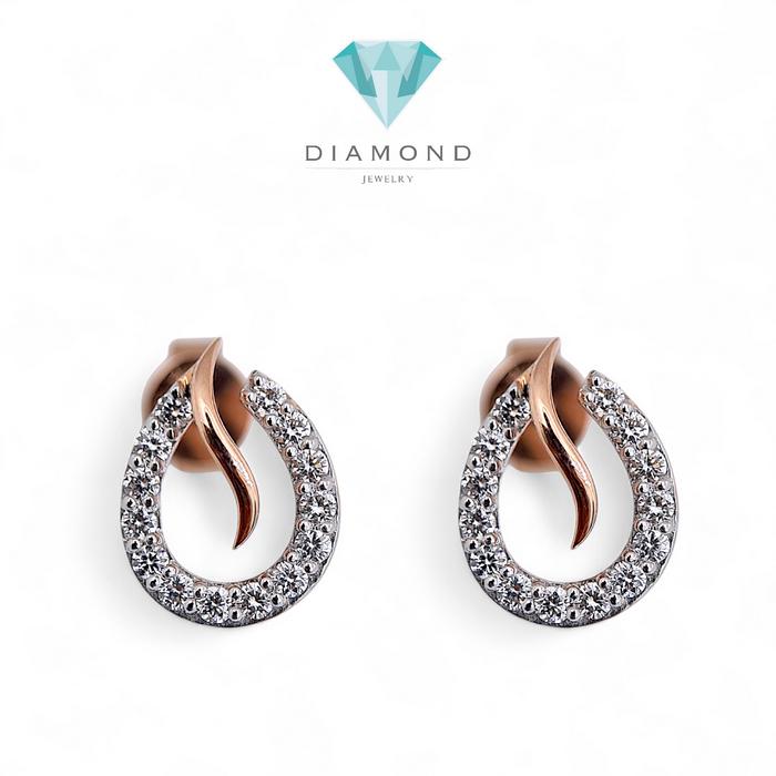 Diamond Earrings leaf duo combination diamond/ Diamond Jewelry