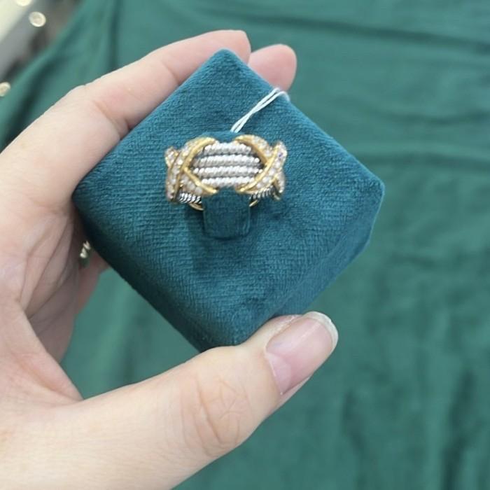 Vintage Diamond Ring cross x 18K Diamond Jewelry