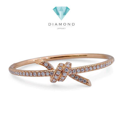 Knot Half Diamond Bangle 18K / Gelang Setengah Berlian Knot 18K / Diamond Jewelry-HT