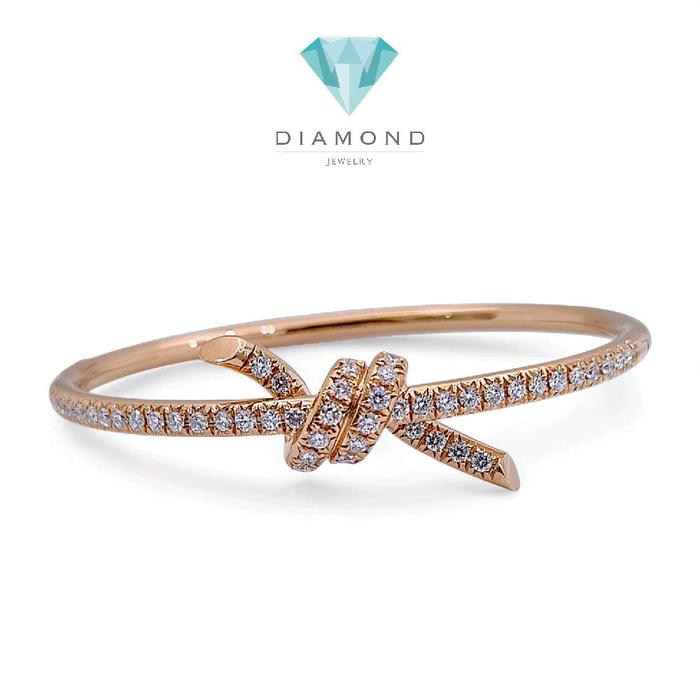 Knot Half Diamond Bangle 18K / Gelang Setengah Berlian Knot 18K / Diamond Jewelry-HT