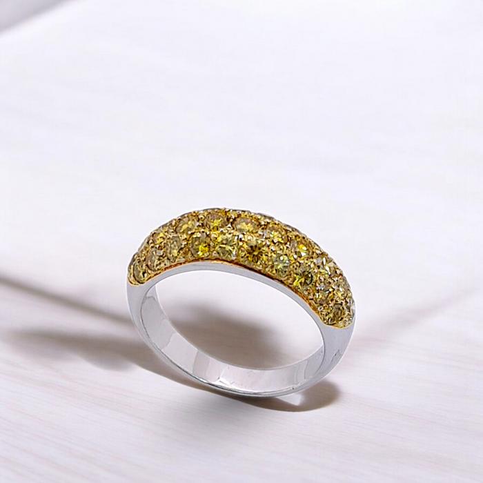Yellow Diamond thick.tennis pave Ring 18K / Diamond Jewelry